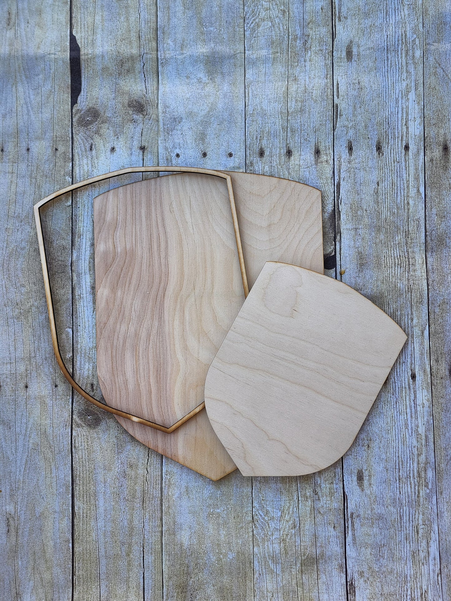 Outlined Shield Shaped Wood Frame, 14x10" Wooden Frames