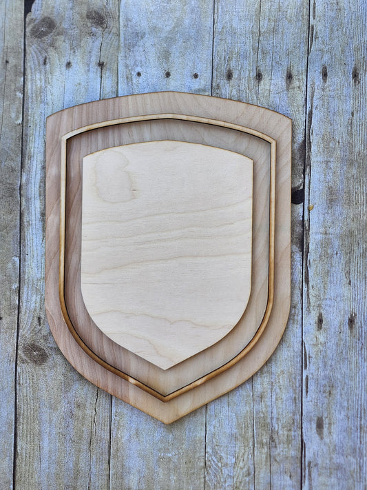 Outlined Shield Shaped Wood Frame, 14x10" Wooden Frames