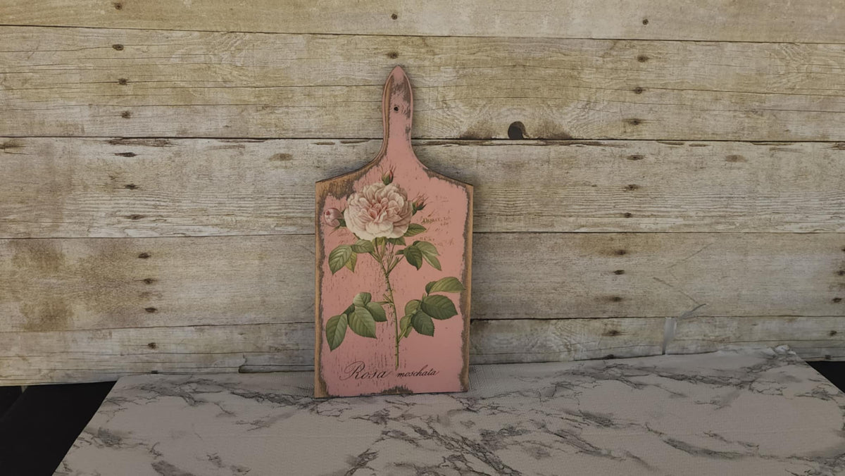 Vintage‑Style Rose Cutting Board – Veranda Pink + IOD Botanical