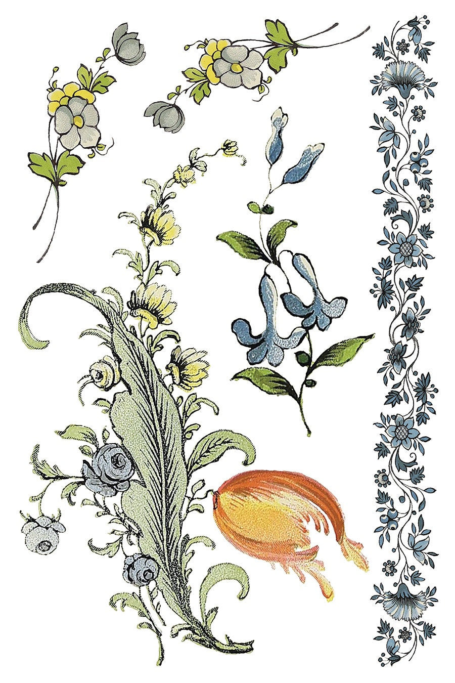 Fairytale Florals Rub On Transfer IOD Transfer (8)8 X 12 inches