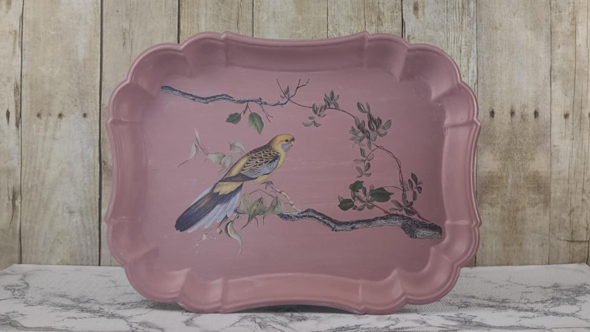 Cottagecore Metal Tray Makeover – IOD Menagerie Transfer + DIY Veranda Paint