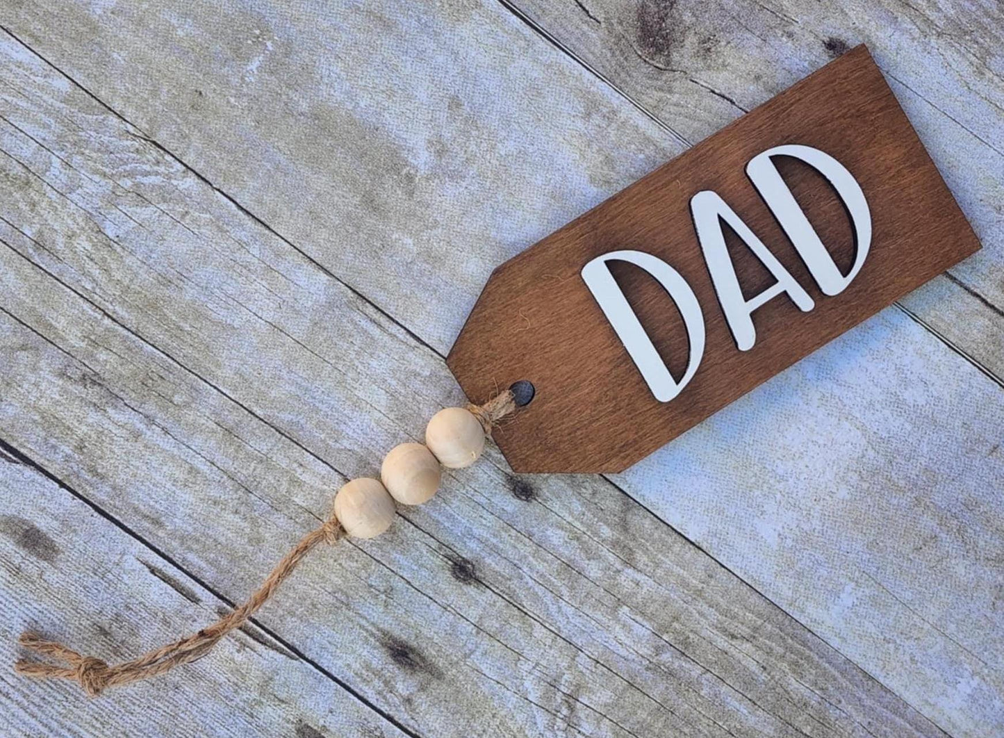 Extra Large Personalized Beaded Wooden Stocking Tags, Stocking Label, Name Tag, Gift Tag, Custom Tag, Birch Tag, Dad, Mom, Grandparents