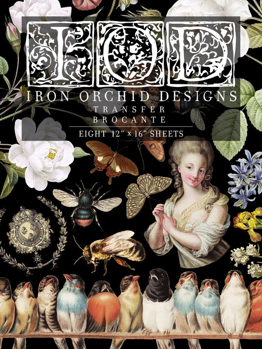 Brocante IOD Transfer Pad with (8) 12 X 16 Sheets by Iron Orchid Designs Rub-On Furniture Transfer Decal