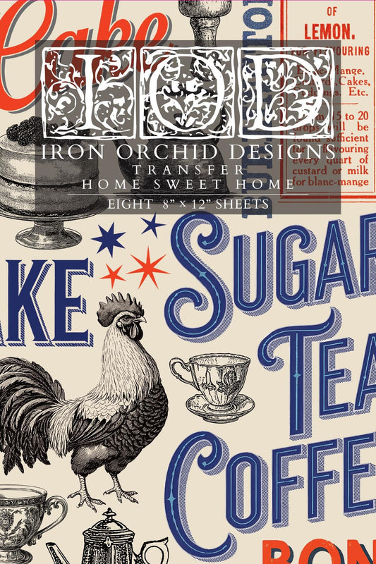 Home Sweet Home, Summer Release, Rub On Transfers IOD Transfer (8)8 X 12 inches PAD - Full color bound with 8 pages Iron Orchid Design