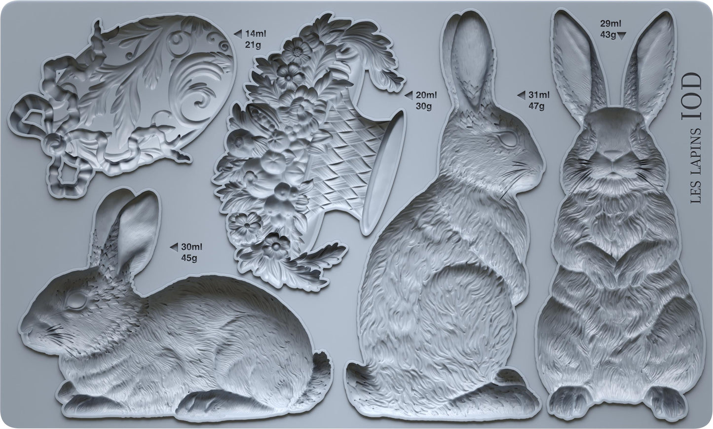 2026 IOD NEW Les Lapins Decor Mould, Moulds Use Clay or Resin Crafts Signs Sugar Arts Furniture, Mold Ship 1 day, Iron Orchid Design
