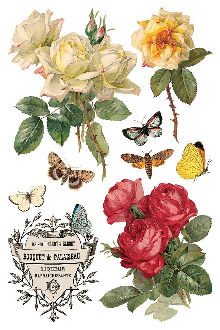 2026 IOD NEW By Any Other Name Transfer Pad with (8) 8 x 12 Sheets, Iron Orchid Designs Rub-On Furniture Transfer Decal Botanicals