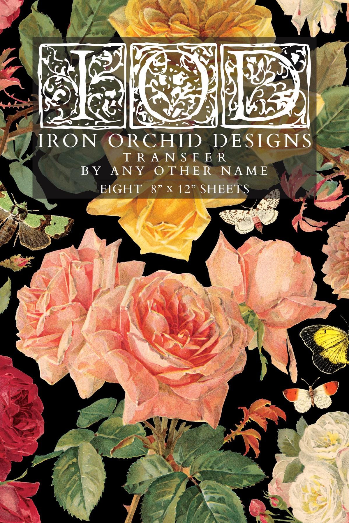 2026 IOD NEW By Any Other Name Transfer Pad with (8) 8 x 12 Sheets, Iron Orchid Designs Rub-On Furniture Transfer Decal Botanicals