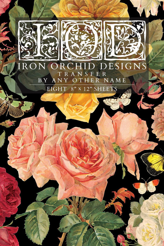 2026 IOD NEW By Any Other Name Transfer Pad with (8) 8 x 12 Sheets, Iron Orchid Designs Rub-On Furniture Transfer Decal Botanicals