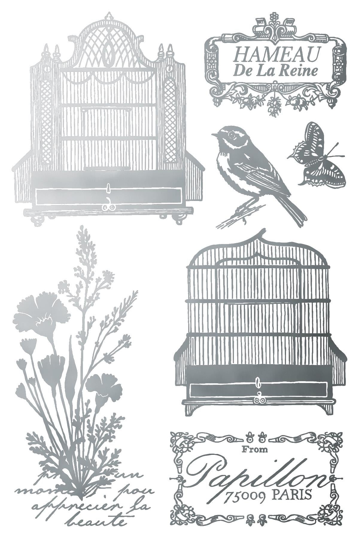 2026 IOD NEW Papillon Gold Foil Transfer Pad with (8) 12 X 8 Sheets by Iron Orchid Designs Rub-On Furniture Transfer Decal