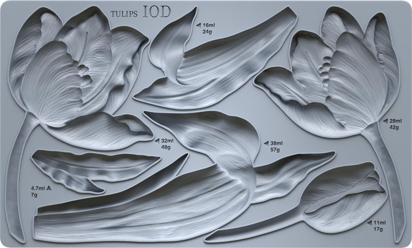 2026 IOD NEW Tulips Decor Mould, Moulds Use Clay or Resin Crafts Signs Sugar Arts Furniture, Mold Ship 1 day, Iron Orchid Design