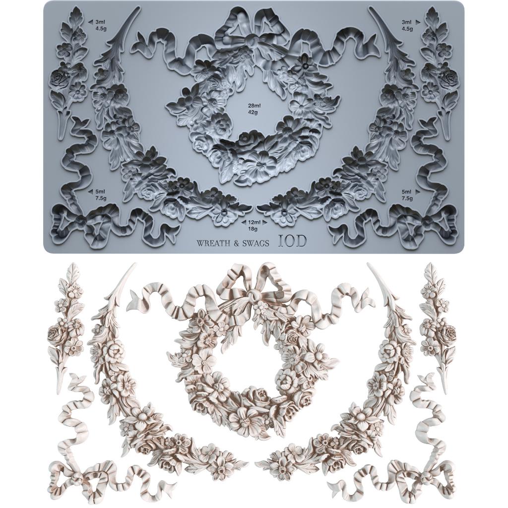 2026 IOD NEW Wreath and Swags Decor Mould, Moulds Use Clay or Resin Crafts Signs Sugar Arts Furniture, Mold Ship 1 day, Iron Orchid Design