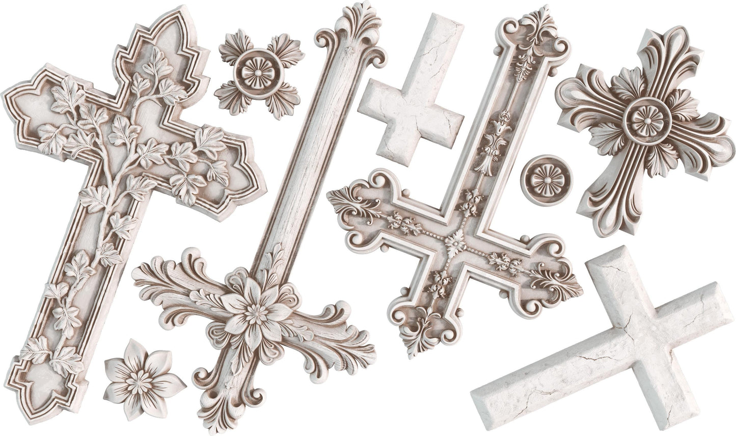 2026 IOD NEW Les Croix Decor Mould, Moulds Use Clay or Resin Crafts Signs Sugar Arts Furniture, Mold Ship 1 day, Iron Orchid Design