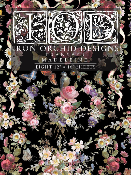 2026 IOD NEW Madeleine Transfer Pad with (8) 12 X 16 Sheets by Iron Orchid Designs Rub-On Furniture Transfer Decal Ships in 1-2 days!