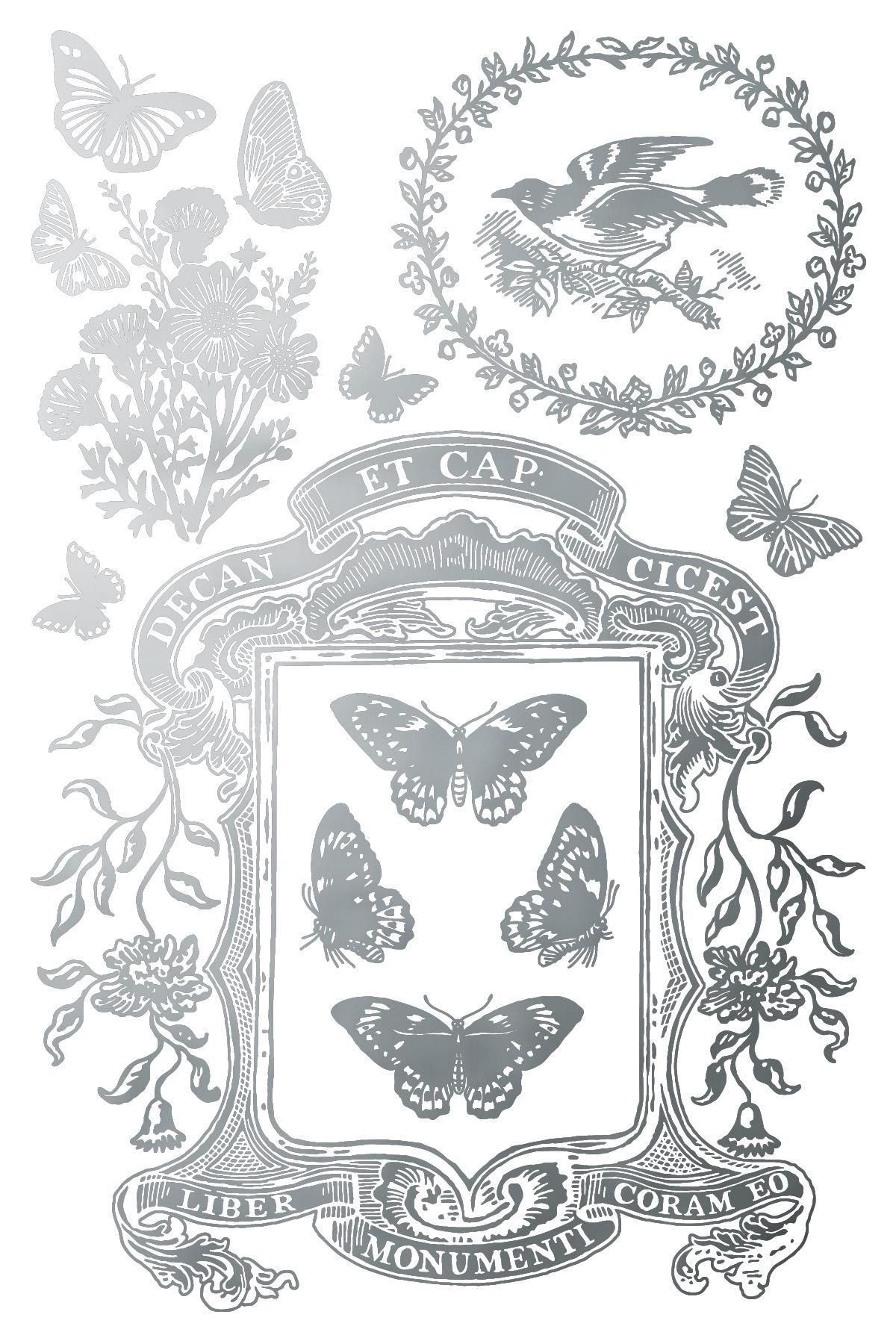 2026 IOD NEW Papillon Gold Foil Transfer Pad with (8) 12 X 8 Sheets by Iron Orchid Designs Rub-On Furniture Transfer Decal